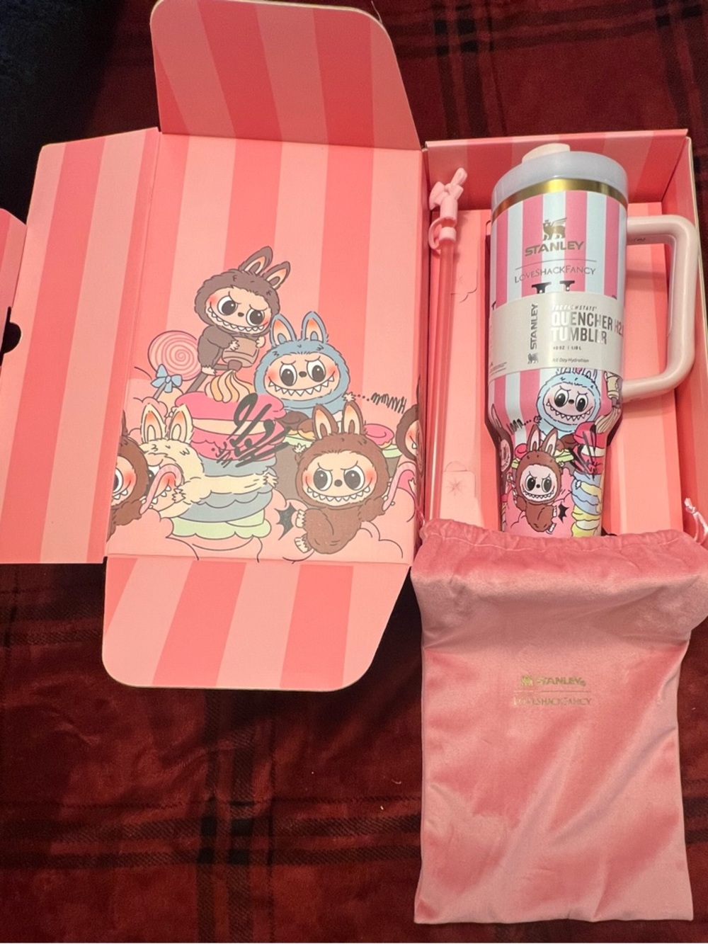 STANLEY
Labubu Pink 40 oz Limited Edition Tumbler Pink Stripe Quencher